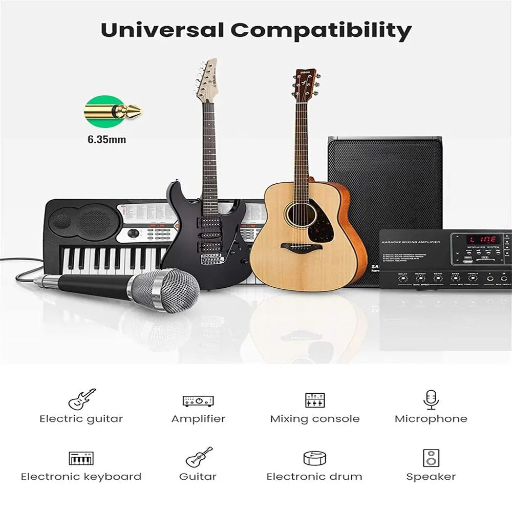 UGREEN 3M 6.35mm Mono Male to Male TRS Audio Cable Guitar Amplifier Mixer Keyboard Professional Instrument Cable 10639