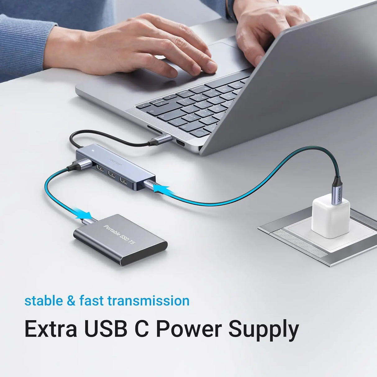 UGREEN 4-Port USB Type C Hub to USB 3.0 Adapter Micro USB Power MacBook Pro iMac Samsung Galaxy Note Dell XPS (70336)