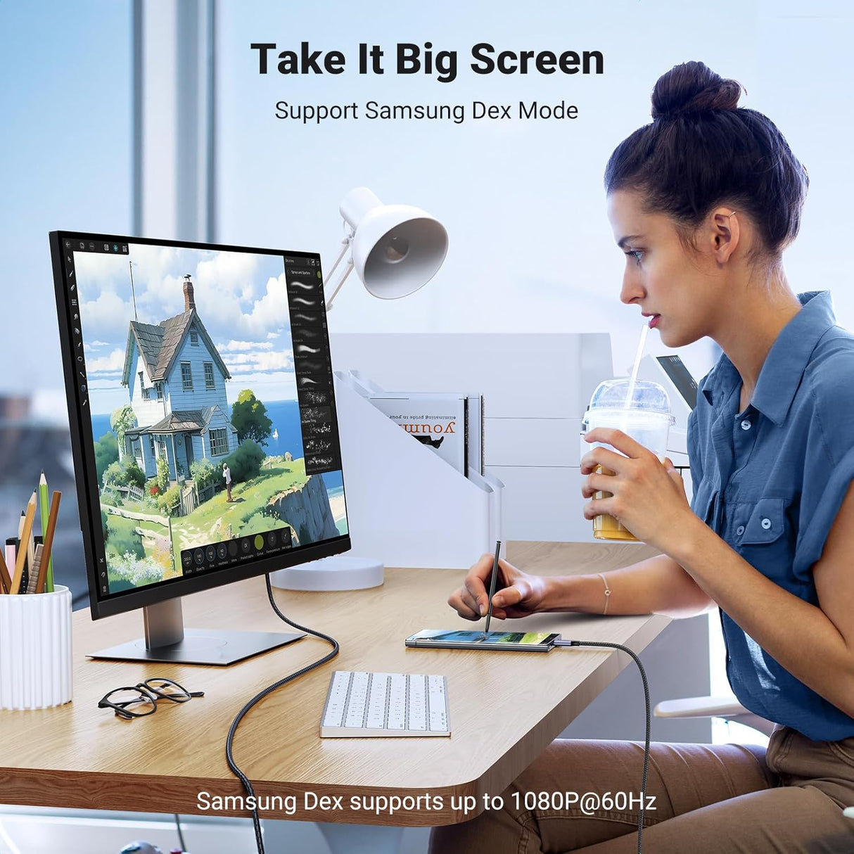 UGREEN 1M USB C to HDMI 2.1 Cable 8K@60Hz 4K@240/144/120Hz Type C Thunderbolt 4 HDMI HDR Lead Compatible with MacBook iMac Mac Mini iPad Pro iPhone 17 16 Galaxy Tab 10 S25 Surface XPS Pixel 10(35596)