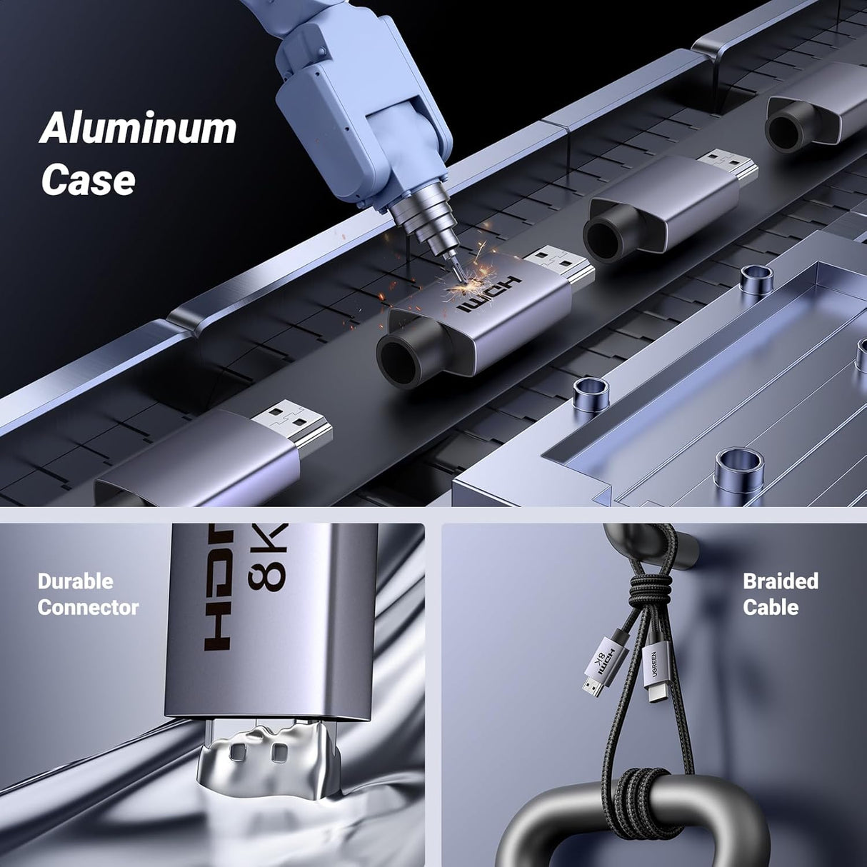 UGREEN HDMI 2.1 Cable 5M 8K 60Hz 4K 240Hz 165Hz 144Hz 120Hz 48Gbps High Speed UHD eARC HDR HDCP Dolby Vision VRR (35376) Ugreen