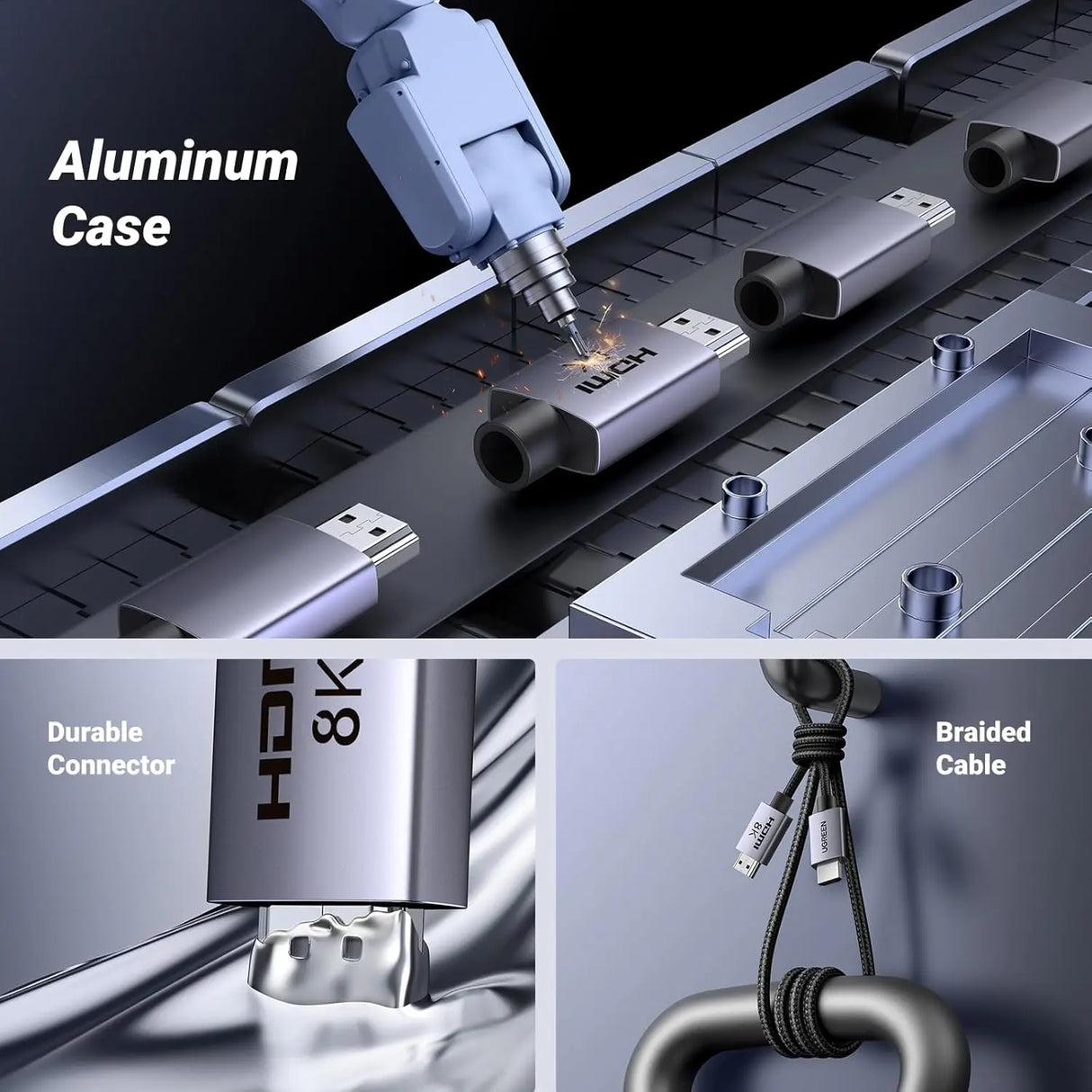 UGREEN HDMI 2.1 Cable 5M 8K 60Hz 4K 240Hz 165Hz 144Hz 120Hz 48Gbps High Speed UHD eARC HDR HDCP Dolby Vision VRR (35376) Ugreen