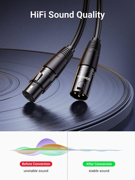 UGREEN 8M XLR Male to Female Microphone Extension Cable 3-Pin Balanced Audio Cord Studio Recording Mixer Amplifier 20713 Ugreen