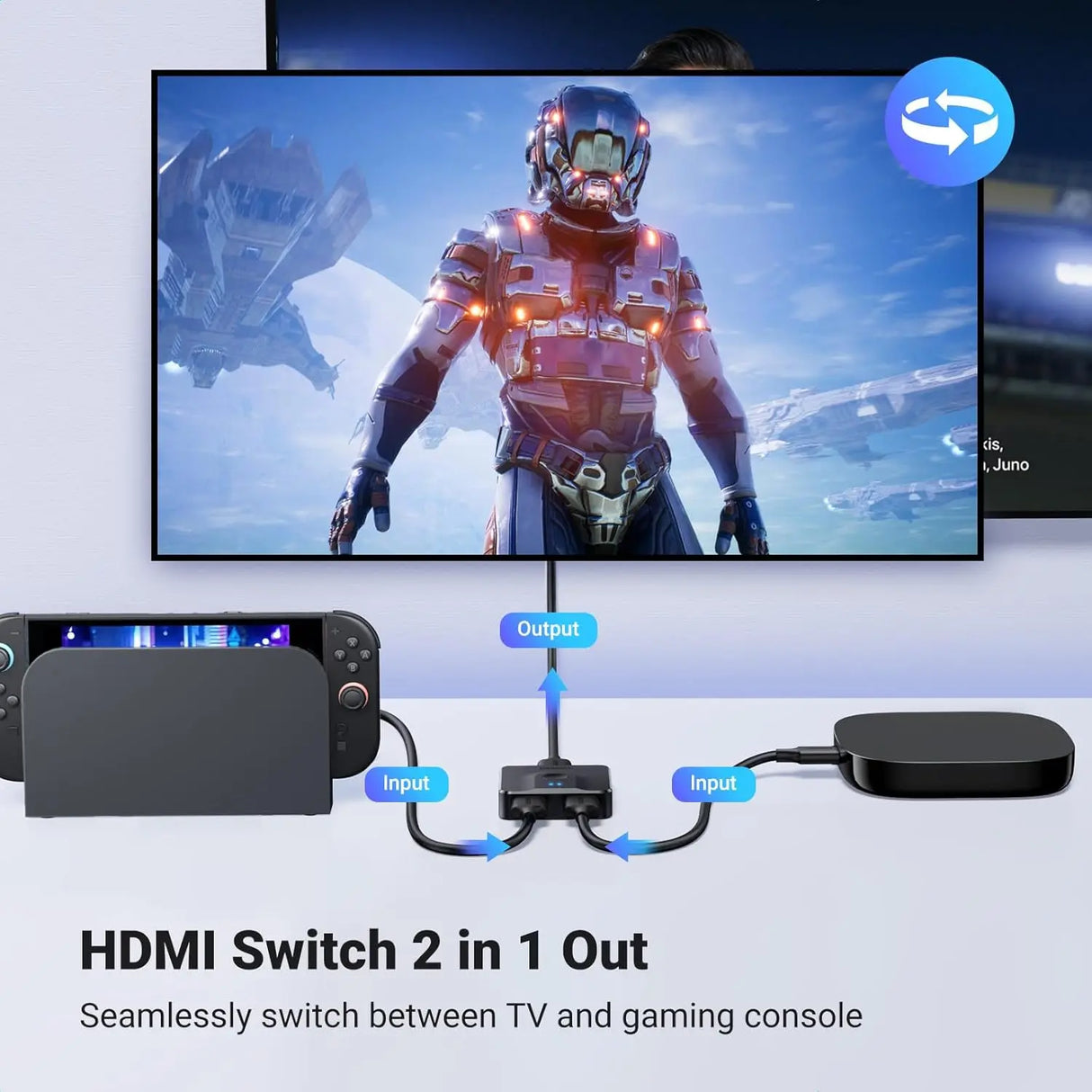 UGREEN 2 इन 1 आउट बाई-डायरेक्शनल HDMI स्विचर 4K@60Hz HDMI स्प्लिटर, ब्लू-रे प्लेयर, रोकू, टीवी स्टिक, निनटेंडो स्विच, Xbox, PS4, HDTV, मॉनिटर, प्रोजेक्टर आदि के लिए 3D सपोर्ट करता है। (50966)