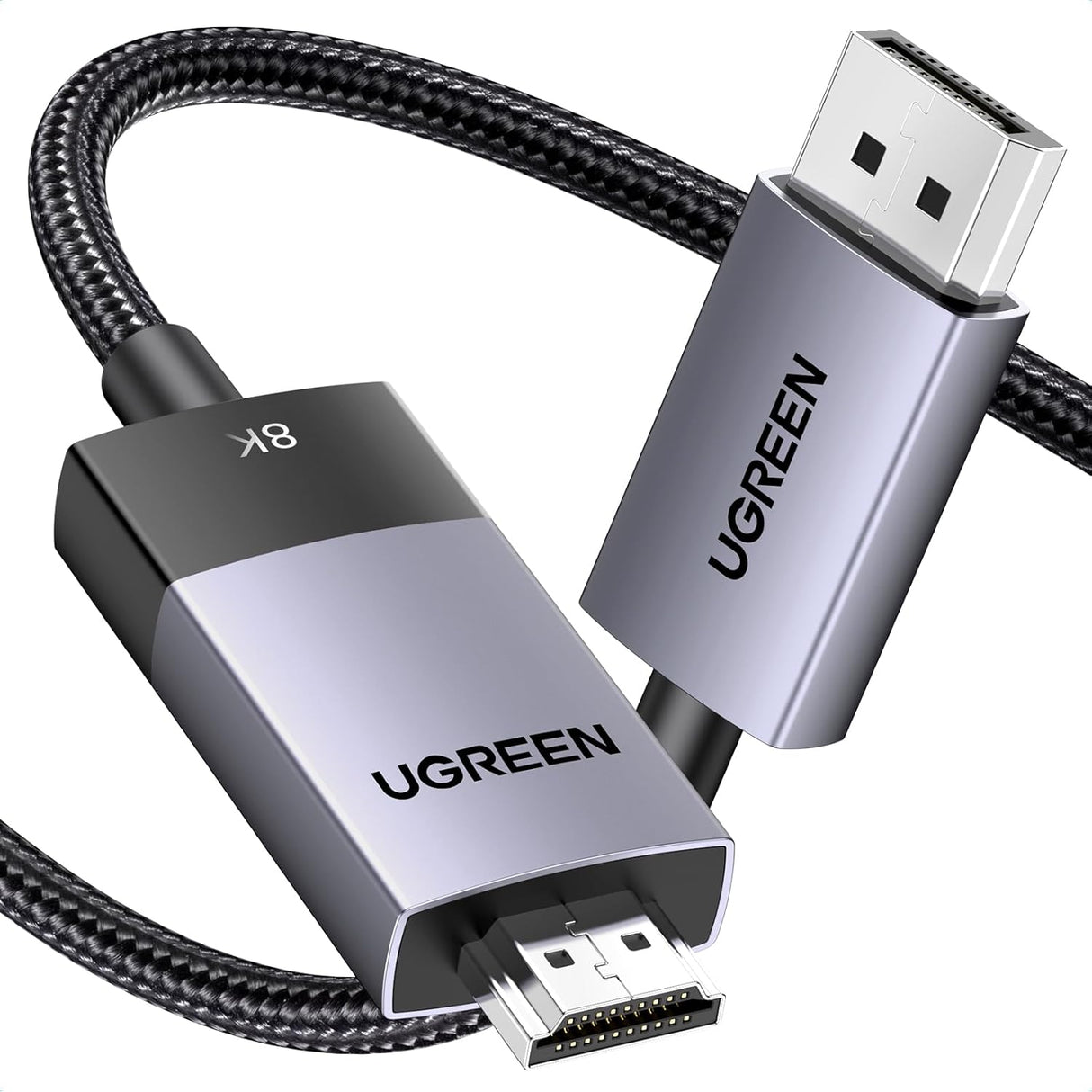 UGREEN DisplayPort to HDMI Cable 1M 3.3ft 8K 60Hz 4K 120Hz Active DP 1.4 HDMI 2.1 HDR Dolby 32.4Gbps Monitor Dell (80395) Ugreen