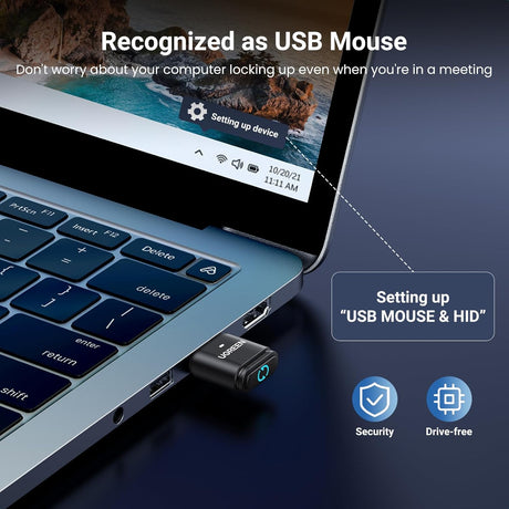 UGREEN Bluetooth 5.4 Adapter Mouse Jiggler USB Dongle Computer Laptop Mouse Mover Switch Button 2 Jiggle Mode Plug Play (35994) Ugreen