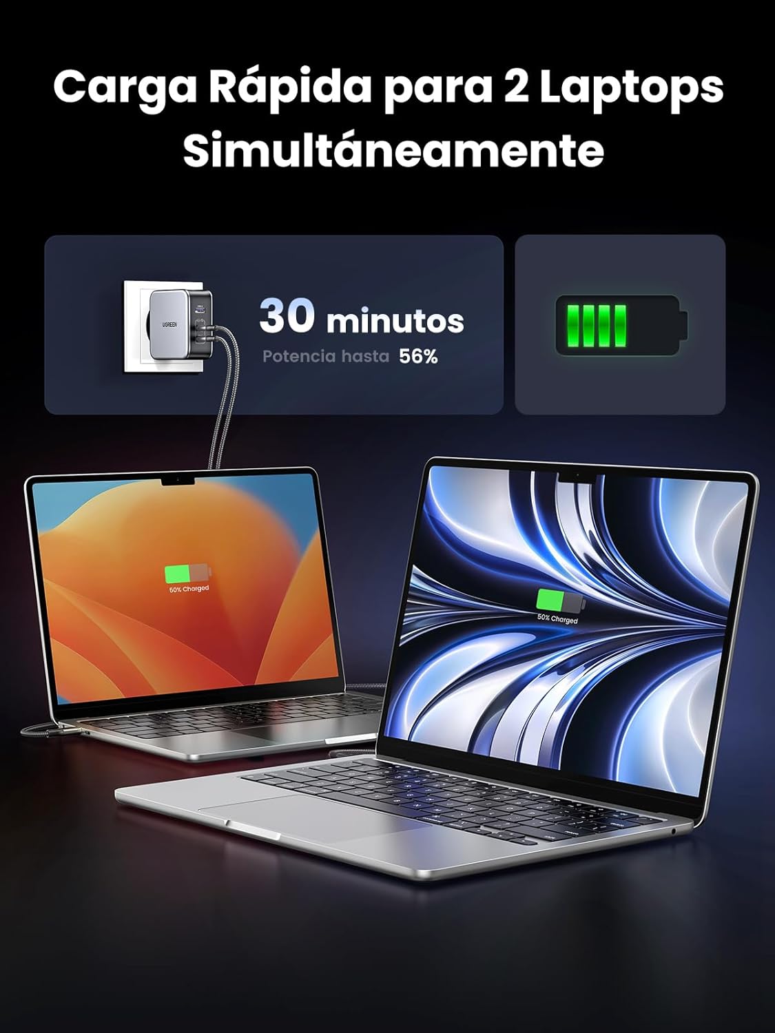 UGREEN 140W Nexode 3-Port USB C GaN II Charger PD 3.1 Power Supply MacBook Pro 16" Dell XPS iPhone 14 Galaxy S22 (90549) Ugreen