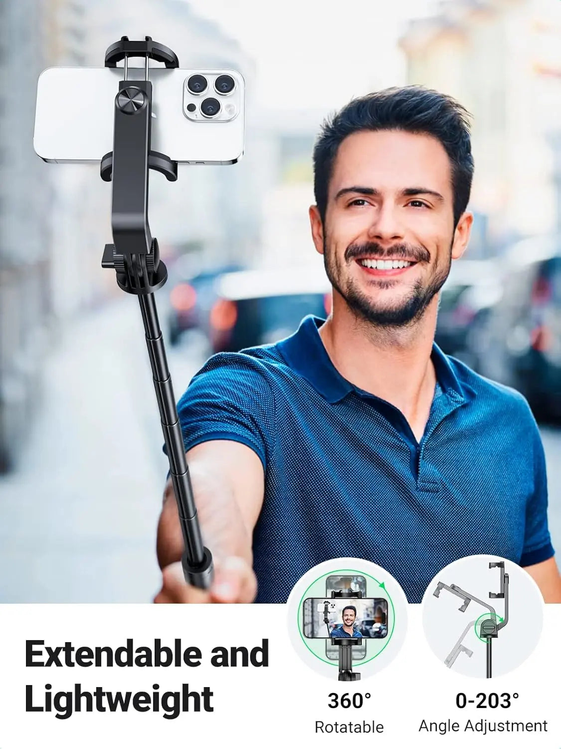 UGREEN Bluetooth Selfie Stick 3-in-1 Tripod Extendable Monopod Wireless Remote Control iPhone 14 13 12 Phone Camera 15062 Ugreen