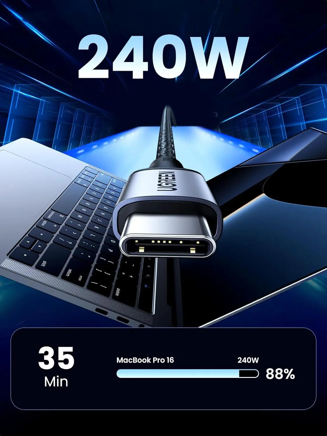 UGREEN USB C to USB C Cable 2M 240W PD 3.1 Fast Charging,480Mbps Data Transfer (90440) Ugreen