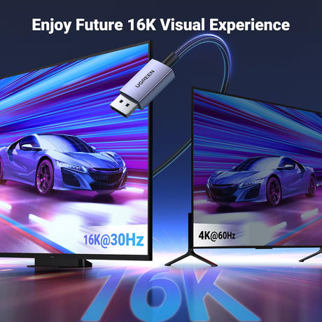UGREEN DisplayPort Cable 2.1 1M 3.3ft VESA Certified DP2.0 40Gbps 16K 30Hz 8K 240Hz 4K HDR HDCP FreeSync G-Sync (15383) Ugreen