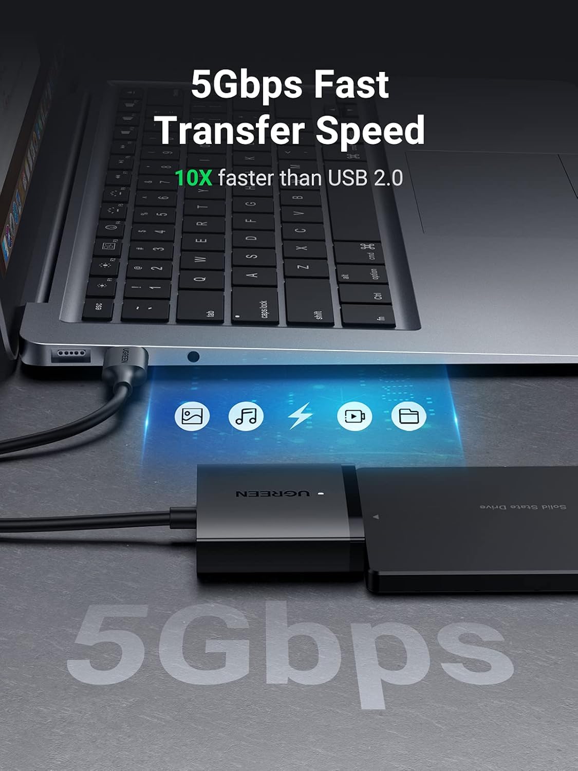 UGREEN SATA to USB 3.0 Adapter Cable UASP SATA III Converter 2.5" 3.5" Hard Drive HDD SSD External Disk 5Gbps (60561) Ugreen