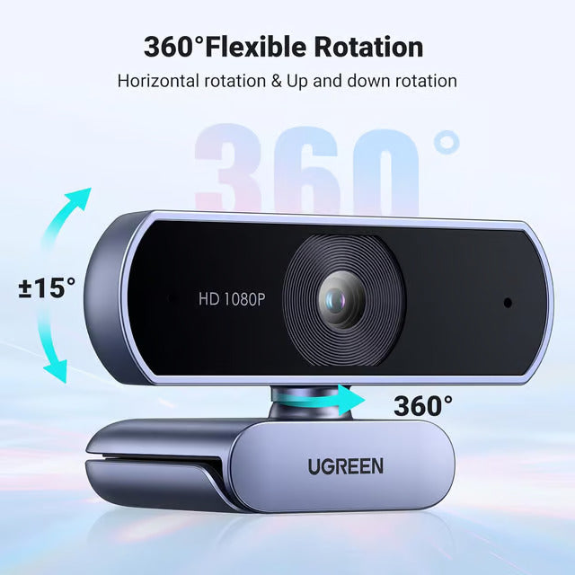 UGREEN USB Webcam 1080P 30fps with Microphone Auto Light Correction 85° View Live Streaming Video Calling PC Web Cam 15728 Ugreen