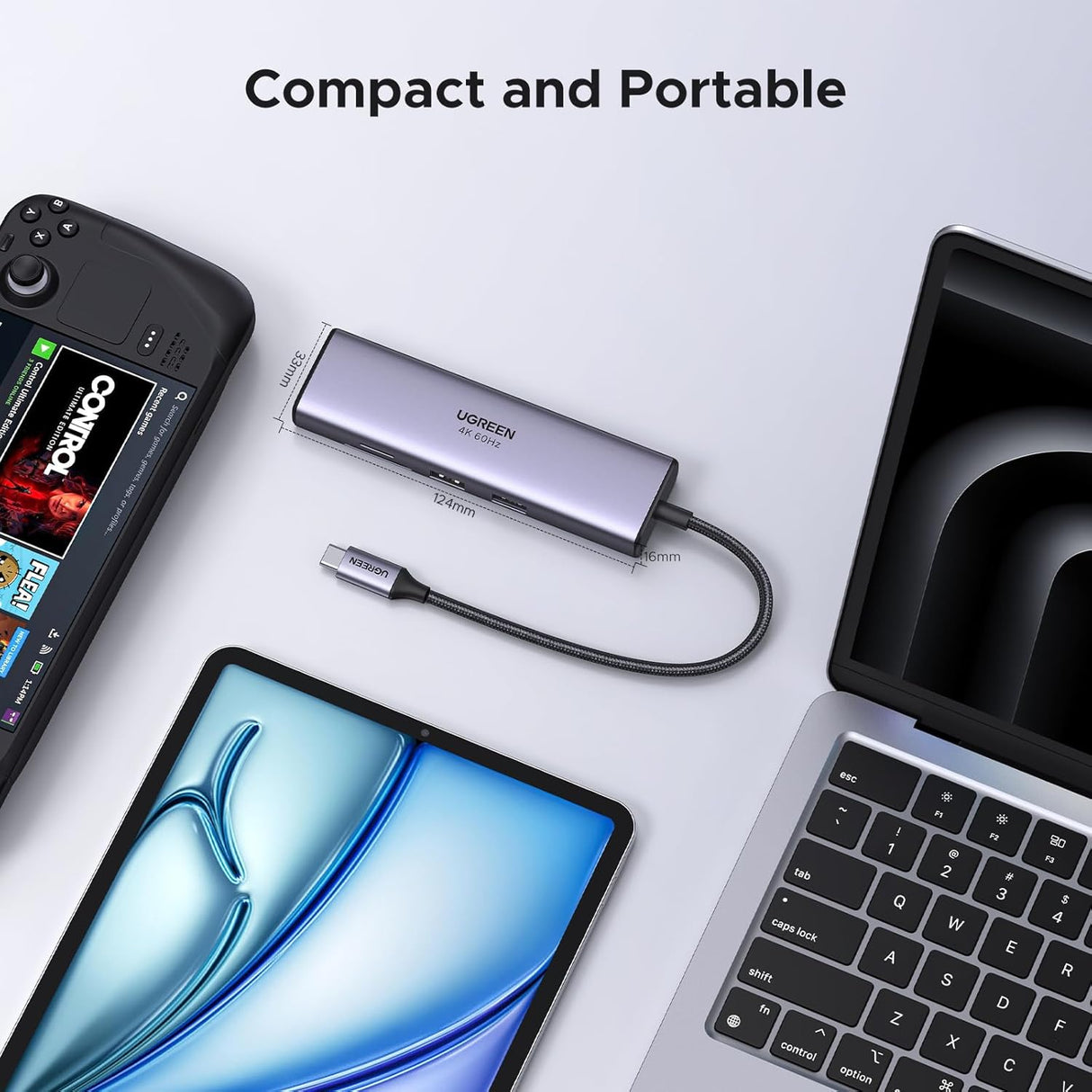 UGREEN 7-in-1 Multi-Functional Adapter 4K 60Hz HDMI Gigabit Ethernet 2 USB 3.0 100W PD SD/TF MacBook Dell Surface (60515) Ugreen