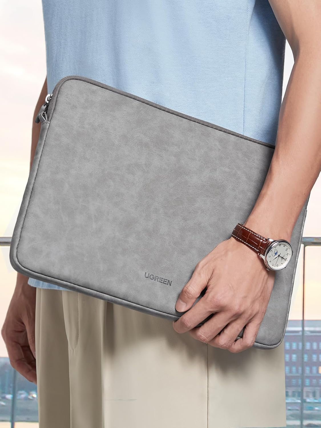 UGREEN Laptop Sleeve 13-13.9'' Shockproof and Waterproof Leather Laptop Case Portable Notebook Sleeve 13 Inch Notebook Protective Case Cover Fit for MacBook Pro Lenovo IdeaPad ThinkPad Dell Latitude