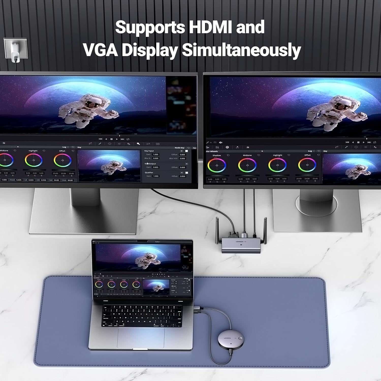 UGREEN Wireless HDMI Transmitter Receiver 4K 30Hz 2.4G 5G Display Adapter Kit Laptop PC TV Projector Screen Mirror 90909A Ugreen