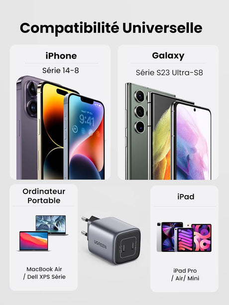 UGREEN 45W Nexode 2-Port USB C Charger GaN II Tech Galaxy S22 Ultra S21 MacBook Air iPhone 14 Pro Max Plus Wall (90573) Ugreen