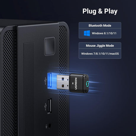UGREEN Bluetooth 5.4 Adapter Mouse Jiggler USB Dongle Computer Laptop Mouse Mover Switch Button 2 Jiggle Mode Plug Play (35994) Ugreen