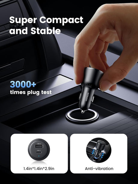 UGREEN 63W USB-C Car Charger PPS 45W Super Fast Charging 2.0 QC 18W Galaxy S24/S23/S22 iPhone 14/13 MacBook (90645) Ugreen