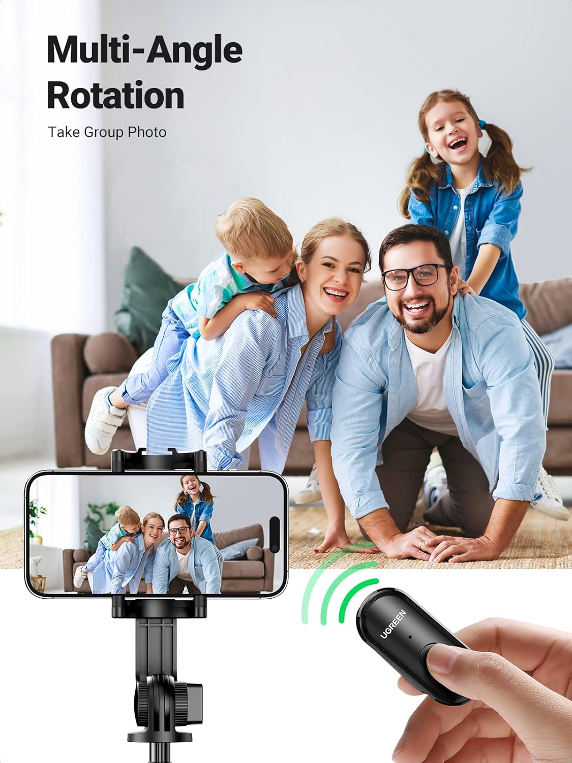 UGREEN Bluetooth Selfie Stick 3-in-1 Tripod Extendable Monopod Wireless Remote Control iPhone 14 13 12 Phone Camera 15062 - Ugreen India