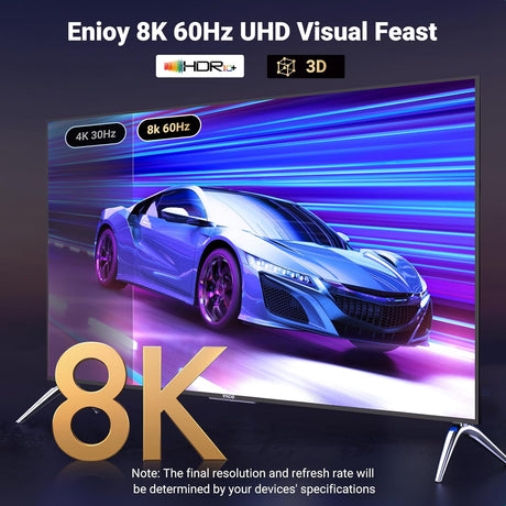 UGREEN DisplayPort 1.4 to HDMI 2.1 Cable 2M 6.6ft 8K 60Hz 4K 120Hz HDR Dolby HDCP2.3 32.4Gbps Monitor Dell HP (80397) Ugreen