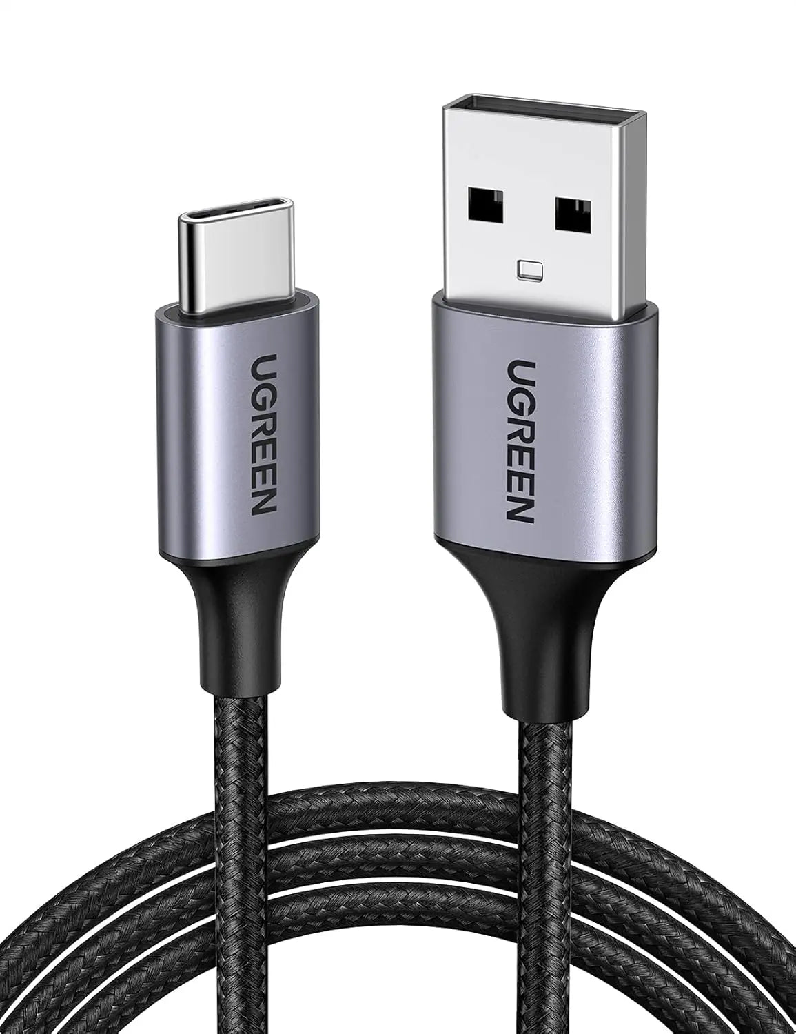 UGREEN USB-A 2.0 to USB Type C Cable 0.5M Male to Male Nickel Plating Aluminum Shell Braided Charging Data Cable (60125)
