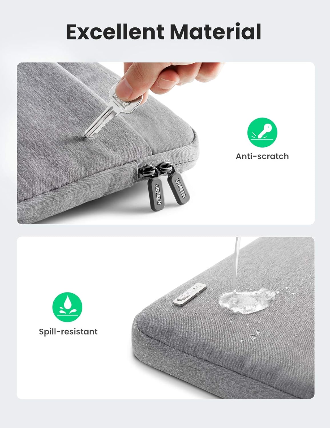 UGREEN 15.6 Inch Laptop and Tablet Case - Laptop Shoulder Bag Business Briefcase Laptop Bag - Compact Tablet Computer Carrying case with Accessory Storage Pockets Gray 30325