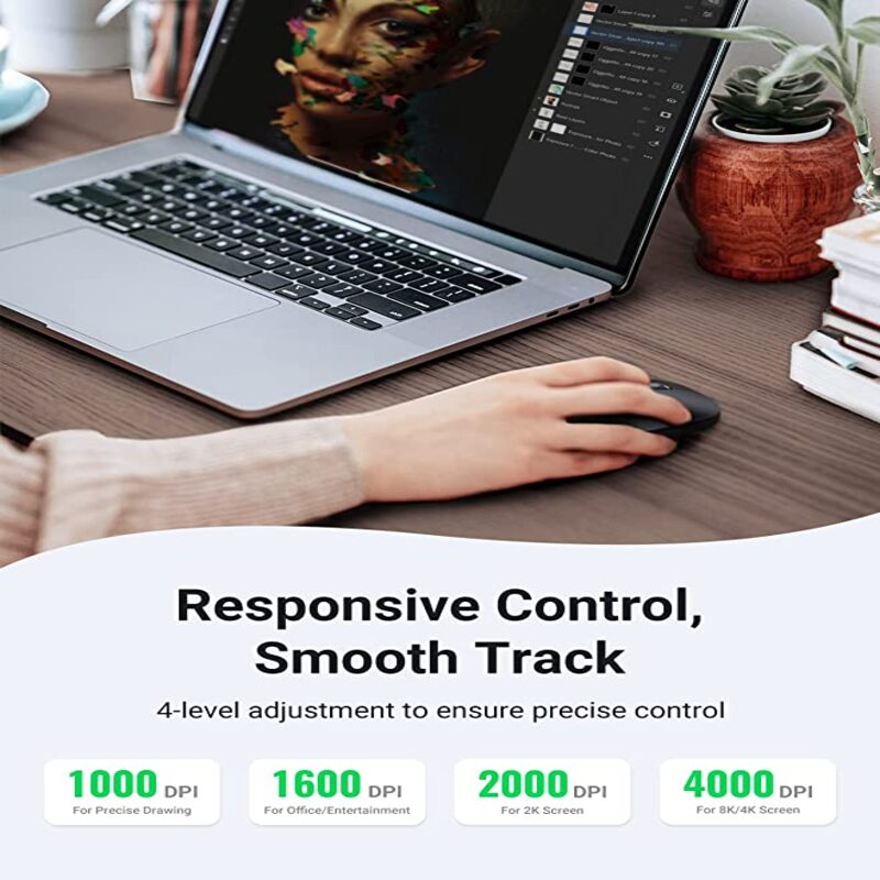 UGREEN 2.4G Silent Wireless Bluetooth 5.0 Optical Mouse USB Receiver 4000 DPI PC Laptop Chromebook MacBook Starry (90531) Ugreen