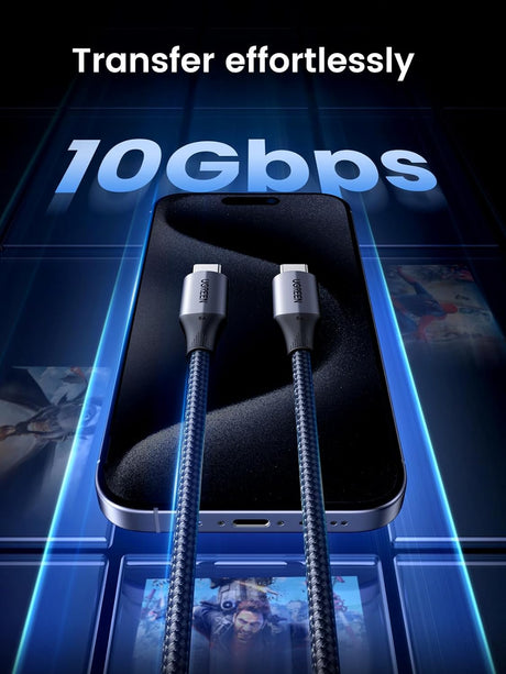 UGREEN 1M USB-C to USB-C Cable 240W PD 20Gbps Data Transfer 4K Video Braided MacBook Pro iPad Pro Galaxy Steam Deck 80150V240 - Ugreen India