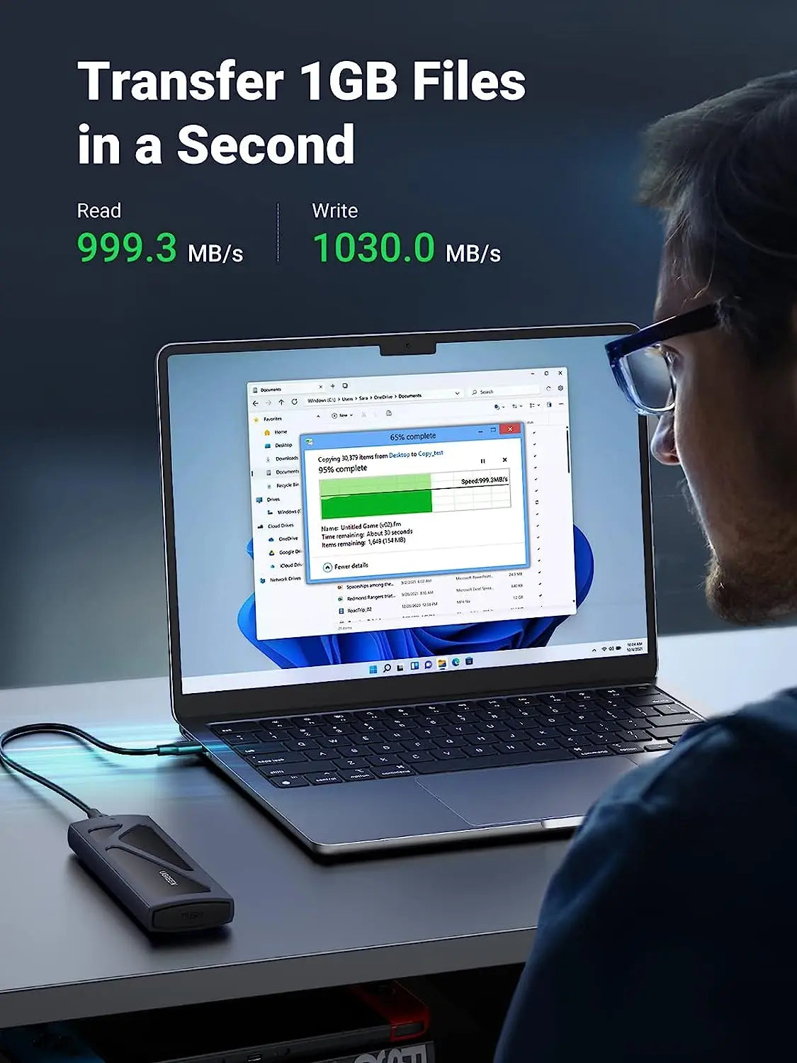 UGREEN NVMe M.2 SSD Enclosure USB 3.2 Gen 2 10Gbps High Speed Aluminum Portable M.2 to USB-C 2230 2242 2260 2280 15512 Ugreen