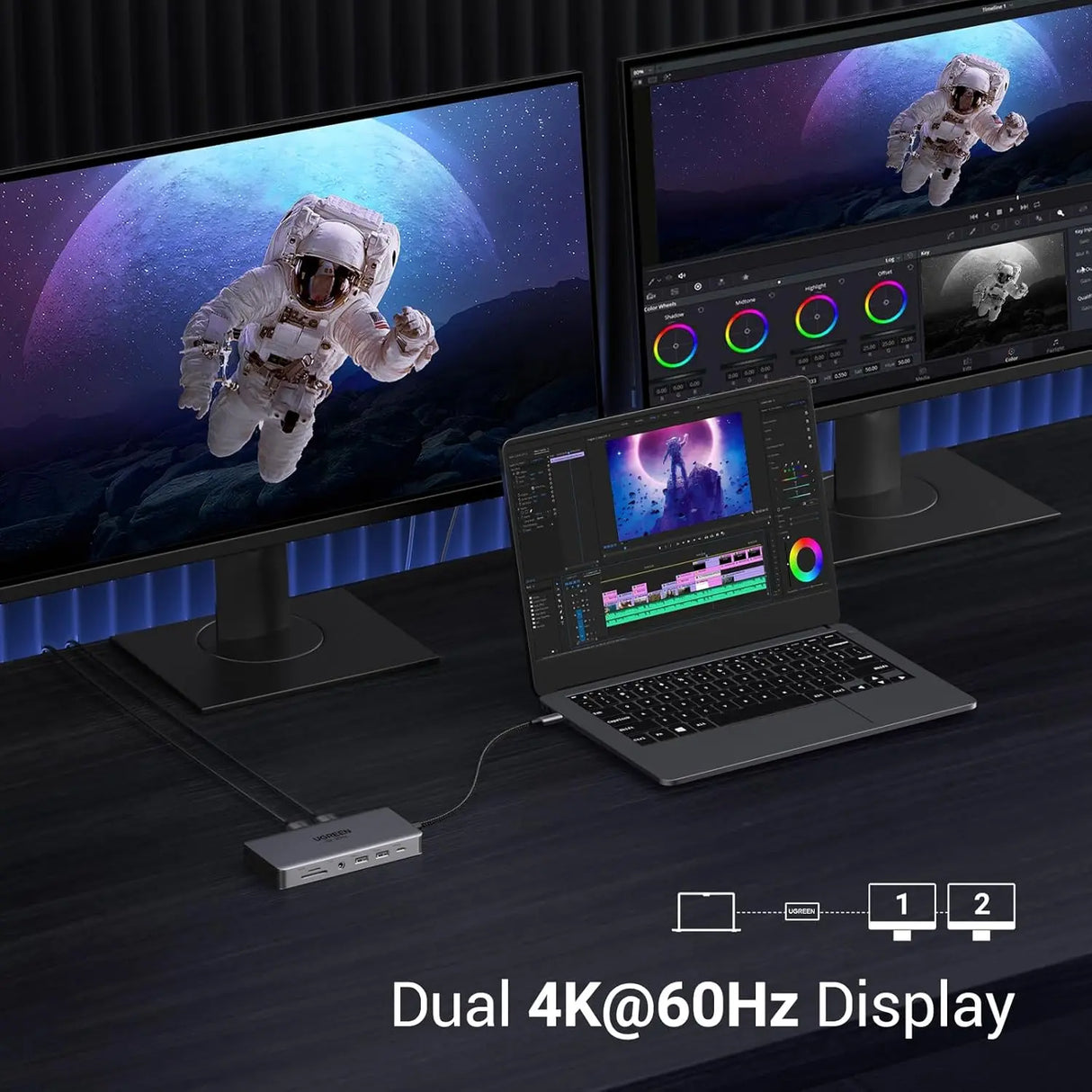 UGREEN 11-in-1 USB-C Hub Dual HDMI Docking Station 4K 60Hz 8K 30Hz 100W PD 10Gbps USB Ethernet Card Reader 15965 Ugreen