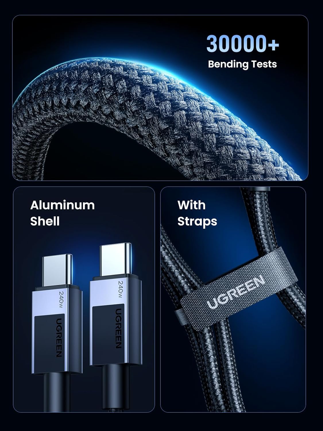 UGREEN USB C Cable 1M 240W Fast Charging Power Delivery 480Mbps iPhone 16 Pro MacBook iPad Dell XPS Galaxy S24 Switch (45067) Ugreen