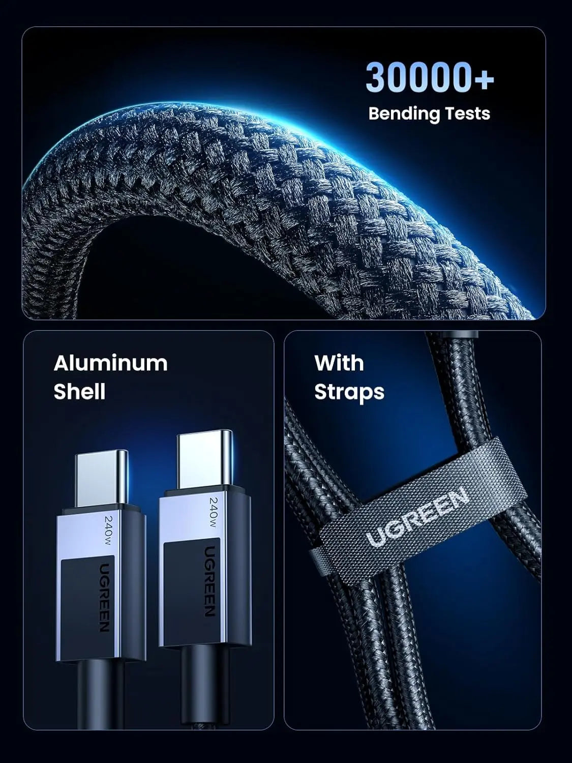 UGREEN USB C Cable 2M 240W Fast Charging Power Delivery 480Mbps iPhone 16 Pro MacBook iPad Dell XPS Galaxy S24 Switch (45068) Ugreen