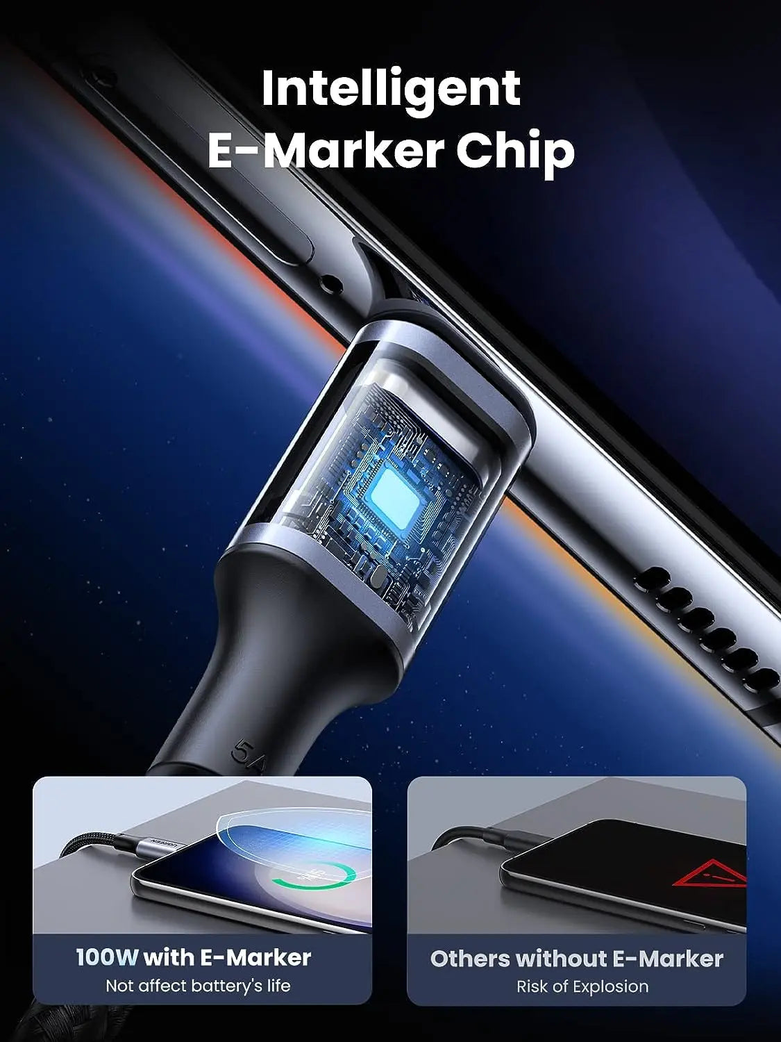 UGREEN USB-C to USB-C Cable 1M 100W PD Aluminum Case MacBook Pro Huawei Matebook iPad Pro Chromebook Samsung Note (70427) Ugreen