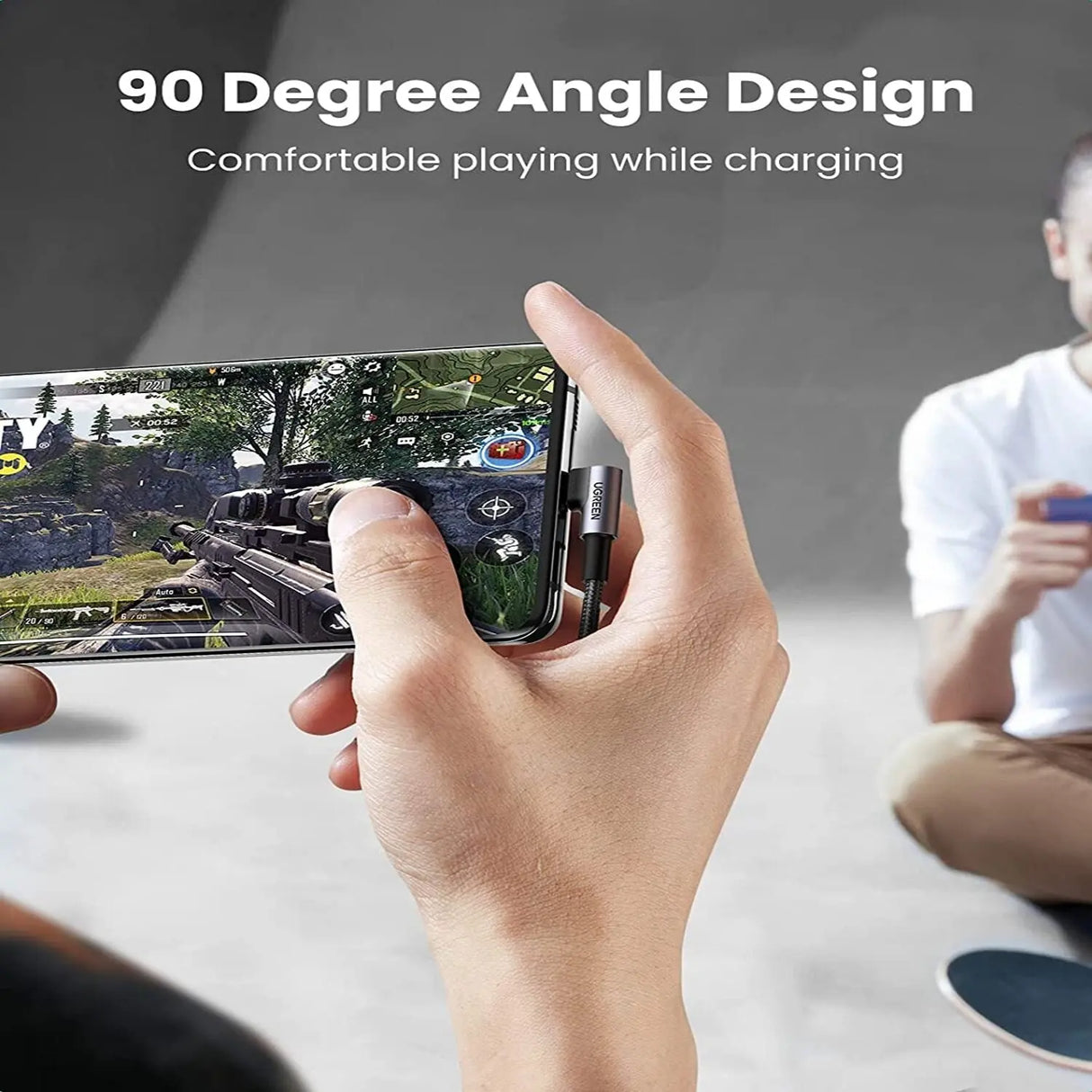 UGREEN USB Type C to USB-A Cable 1M Right Angle 90 Degree Double Nylon Braided QC 3.0 Nickel Plated Aluminum (50941) Ugreen