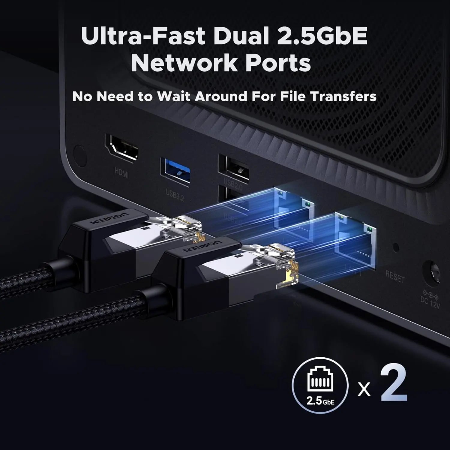 UGREEN NASync DXP4800 4-Bay Desktop NAS Intel N100 Quad-Core 8GB DDR5 32G eMMC 2.5GbE M.2 NVMe 4K HDMI Diskless (25372B)