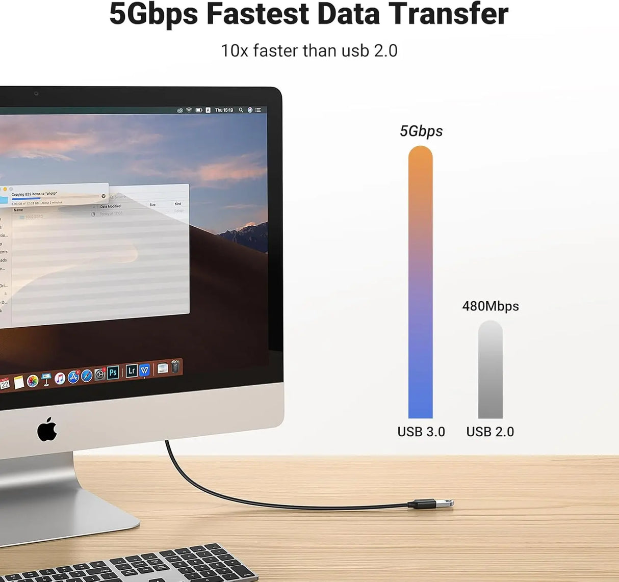 UGREEN USB 3.0 A Male to Female Extension Cable 5M 5Gbps High Speed Data Transfer USB Disk Keyboard Mouse Hard Drive (90722) Ugreen