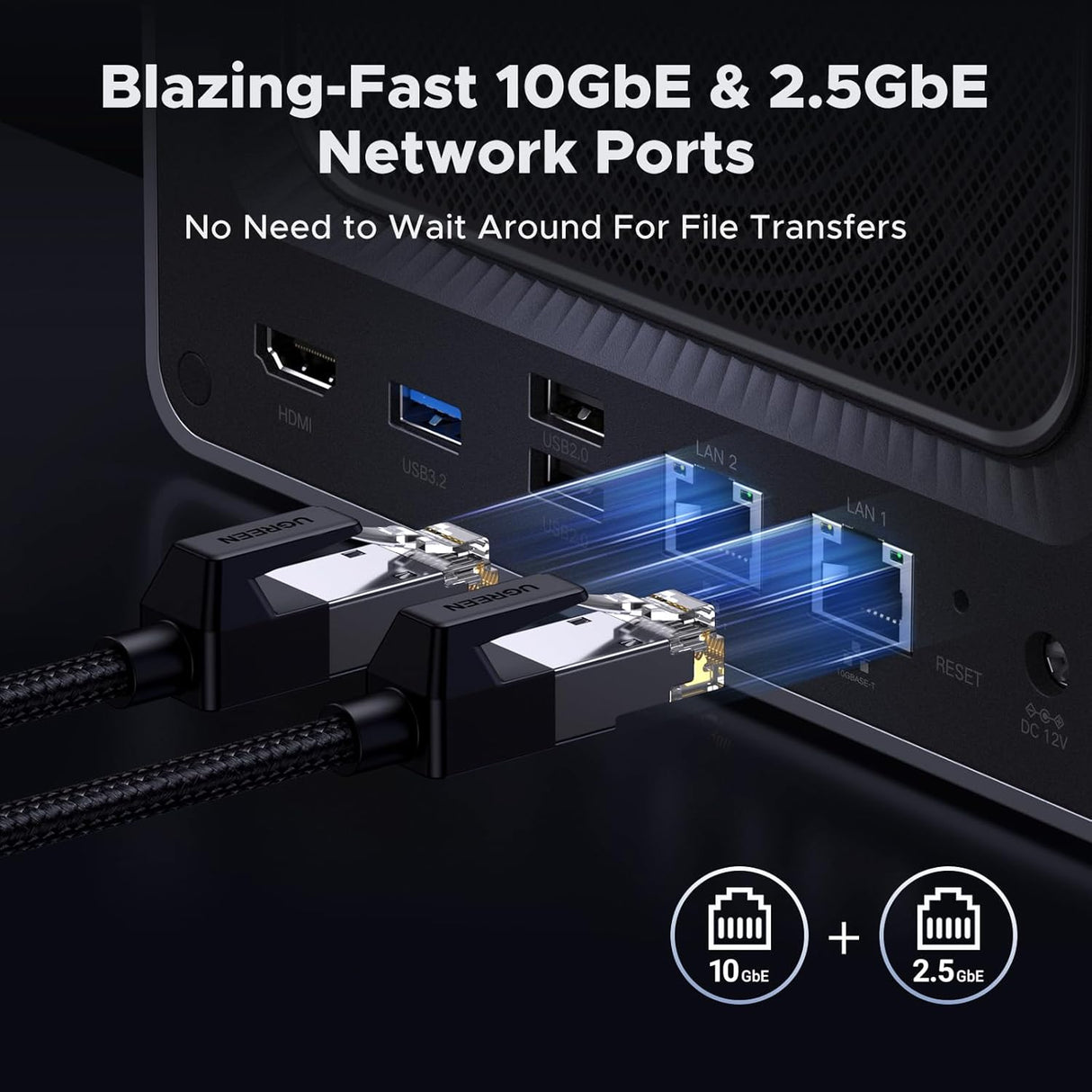 UGREEN NASync DXP4800 Plus Intel Pentium Gold 8505 5-Core 10GbE 2.5GbE 4K HDMI Desktop NAS Diskless Network Storage (35261) Ugreen