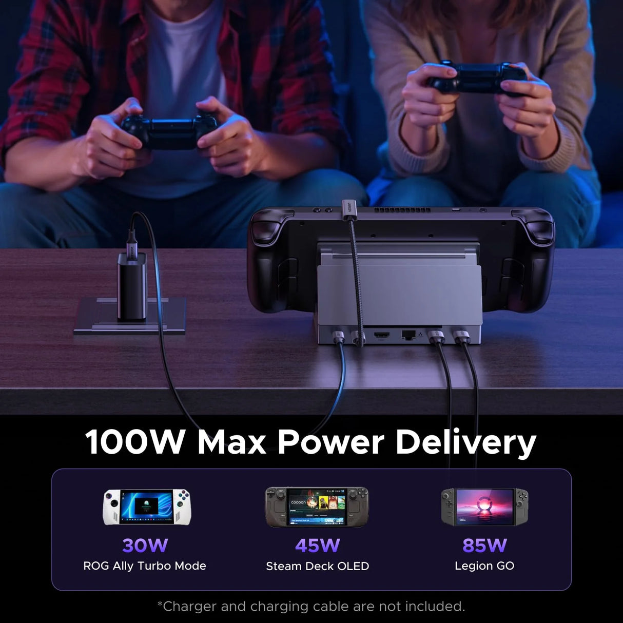 UGREEN Steam Deck Dock 6-in-1 – 4K@120Hz HDMI 2.1, 100W PD, Gigabit Ethernet, USB-A & USB-C Docking Station (75126)