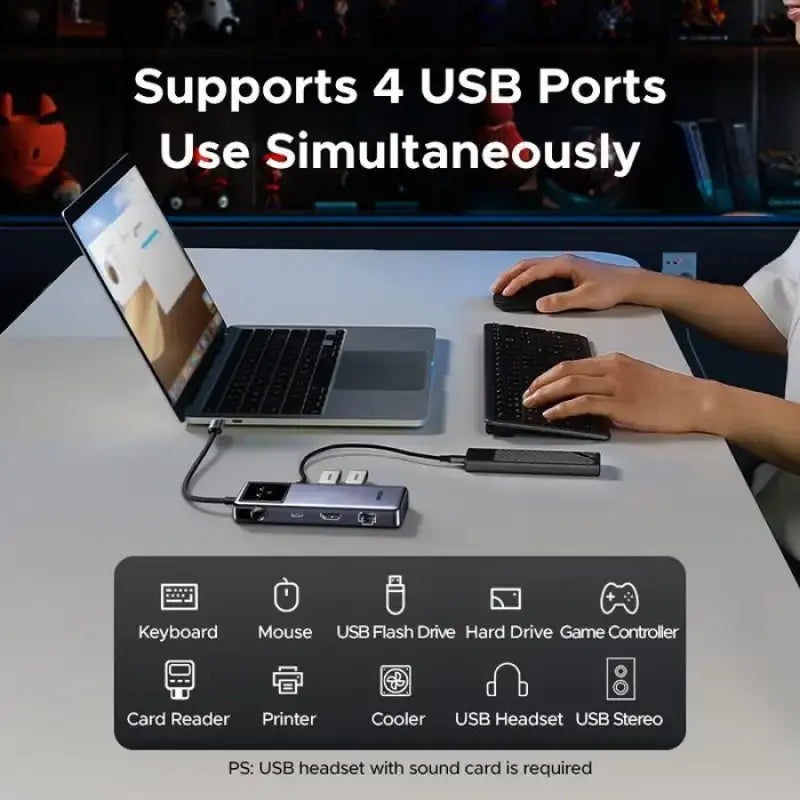 UGREEN Uno 7-in-1 USB-C Hub – 4K HDMI, 100W PD, 3 USB-A, SD/TF Multiport Adapter (75179)