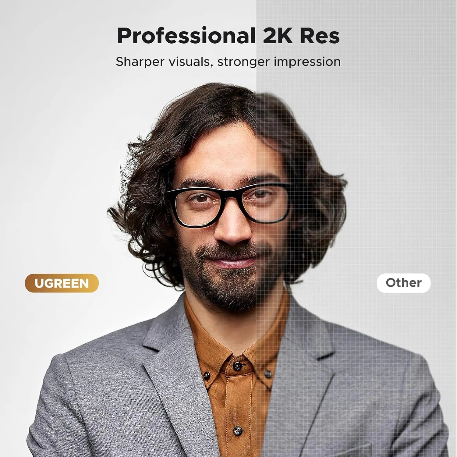 UGREEN 2K Webcam PC Ultra HD 1080P Streaming Camera Dual Microphone Autofocus Low Light USB Plug Play Computer Web Cam (75330)