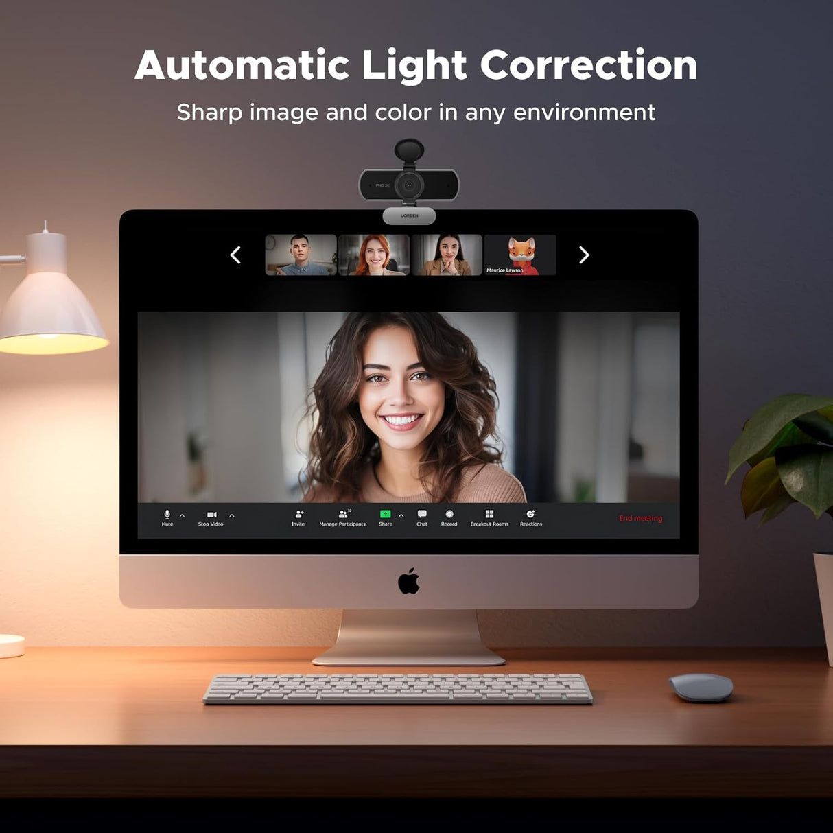 UGREEN 2K Webcam PC Ultra HD 1080P Streaming Camera Dual Microphone Autofocus Low Light USB Plug Play Computer Web Cam (75330) Ugreen