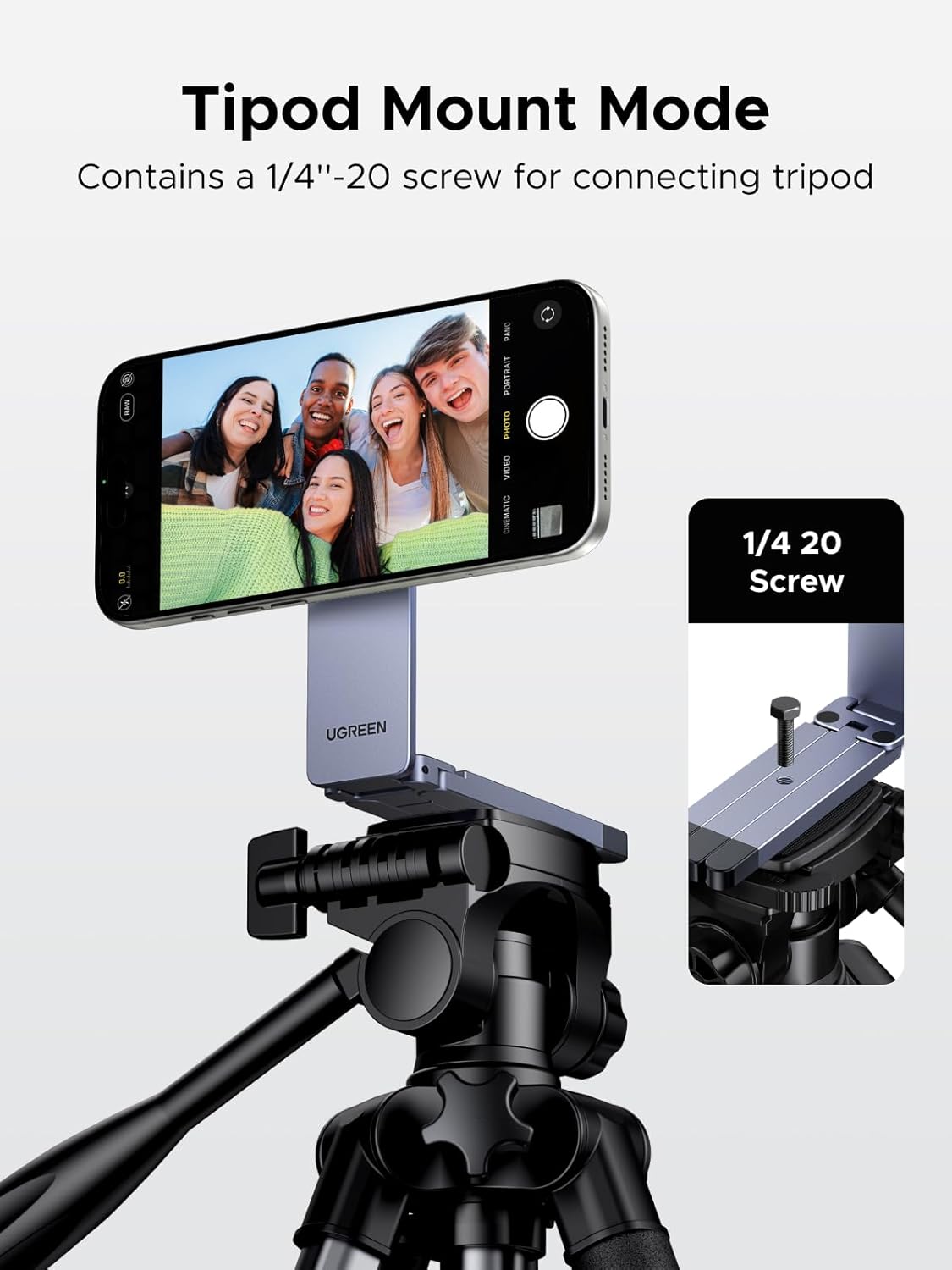 UGREEN LP962 MagSafe-Compatible Magnetic Phone Tripod & Handheld Grip – 1/4″-20 (75509)