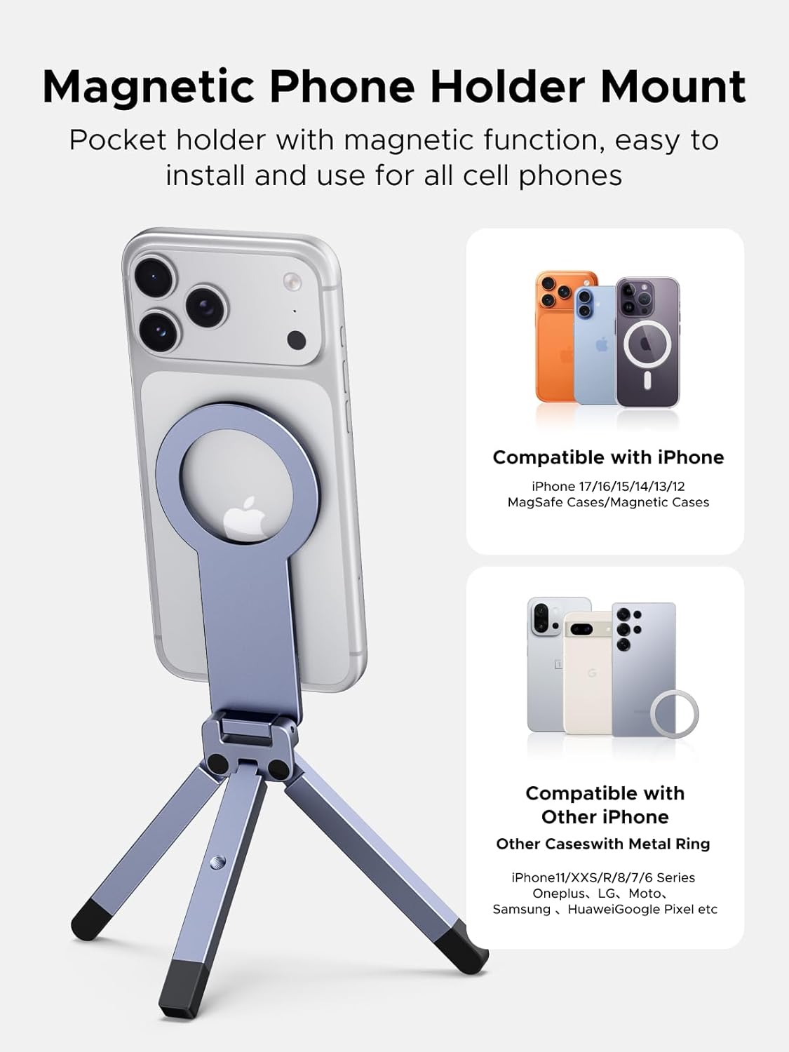 UGREEN LP962 MagSafe-Compatible Magnetic Phone Tripod & Handheld Grip – 1/4″-20 (75509)