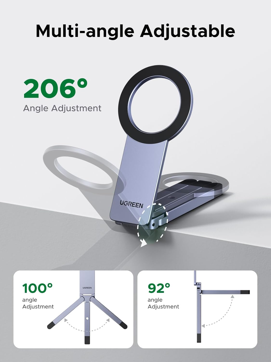 UGREEN LP962 MagSafe-Compatible Magnetic Phone Tripod & Handheld Grip – 1/4″-20 (75509)
