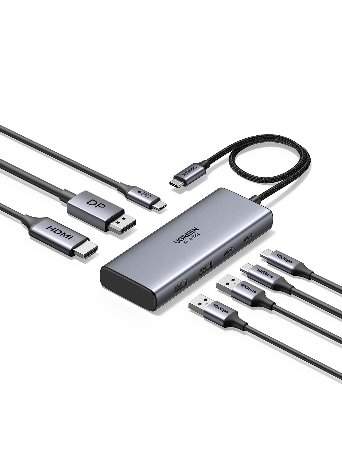 UGREEN CM498 7-in-1 USB-C Hub with 8K DisplayPort, 4K@60Hz HDMI, 10Gbps USB & 100W PD – 75902