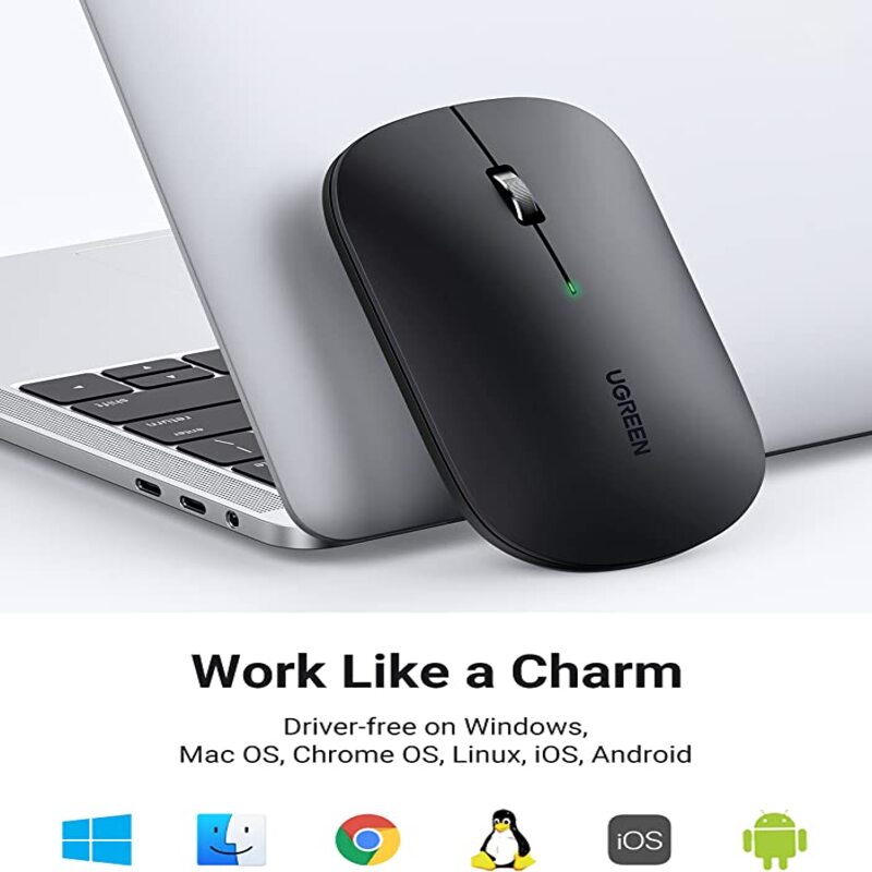 UGREEN 2.4G Silent Wireless Bluetooth 5.0 Optical Mouse USB Receiver 4000 DPI PC Laptop Chromebook MacBook Starry (90531) Ugreen