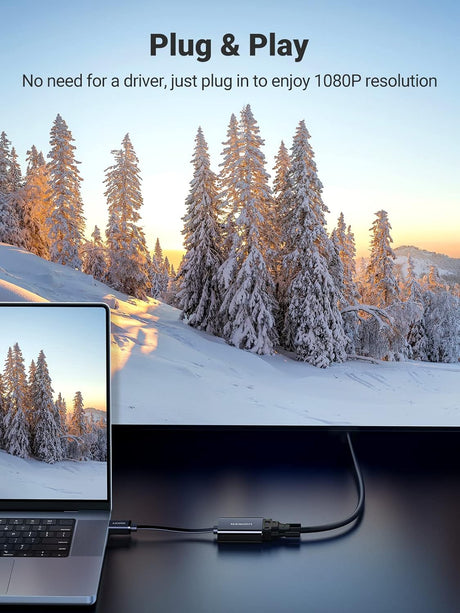 UGREEN Active HDMI to VGA Adapter Audio HDMI Male VGA Female Converter 3.5mm Audio Jack Laptop PC Monitor Projector (40248) Ugreen