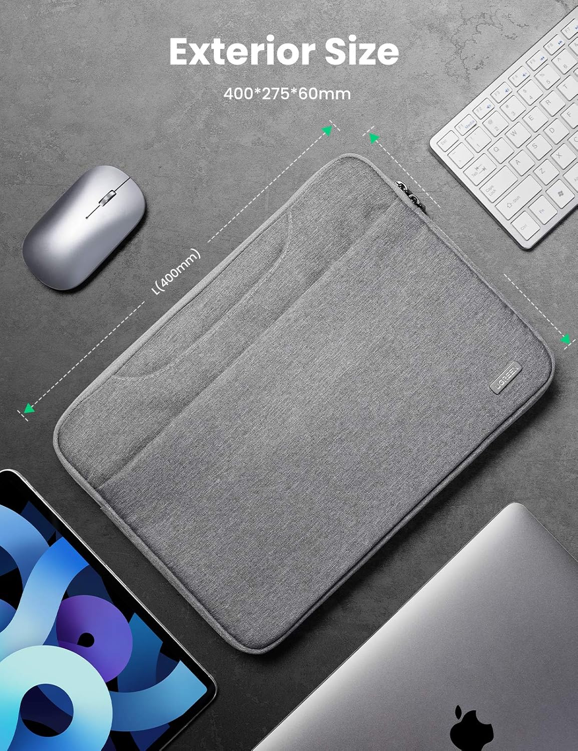 UGREEN 15.6 Inch Laptop and Tablet Case - Laptop Shoulder Bag Business Briefcase Laptop Bag - Compact Tablet Computer Carrying case with Accessory Storage Pockets Gray 30325