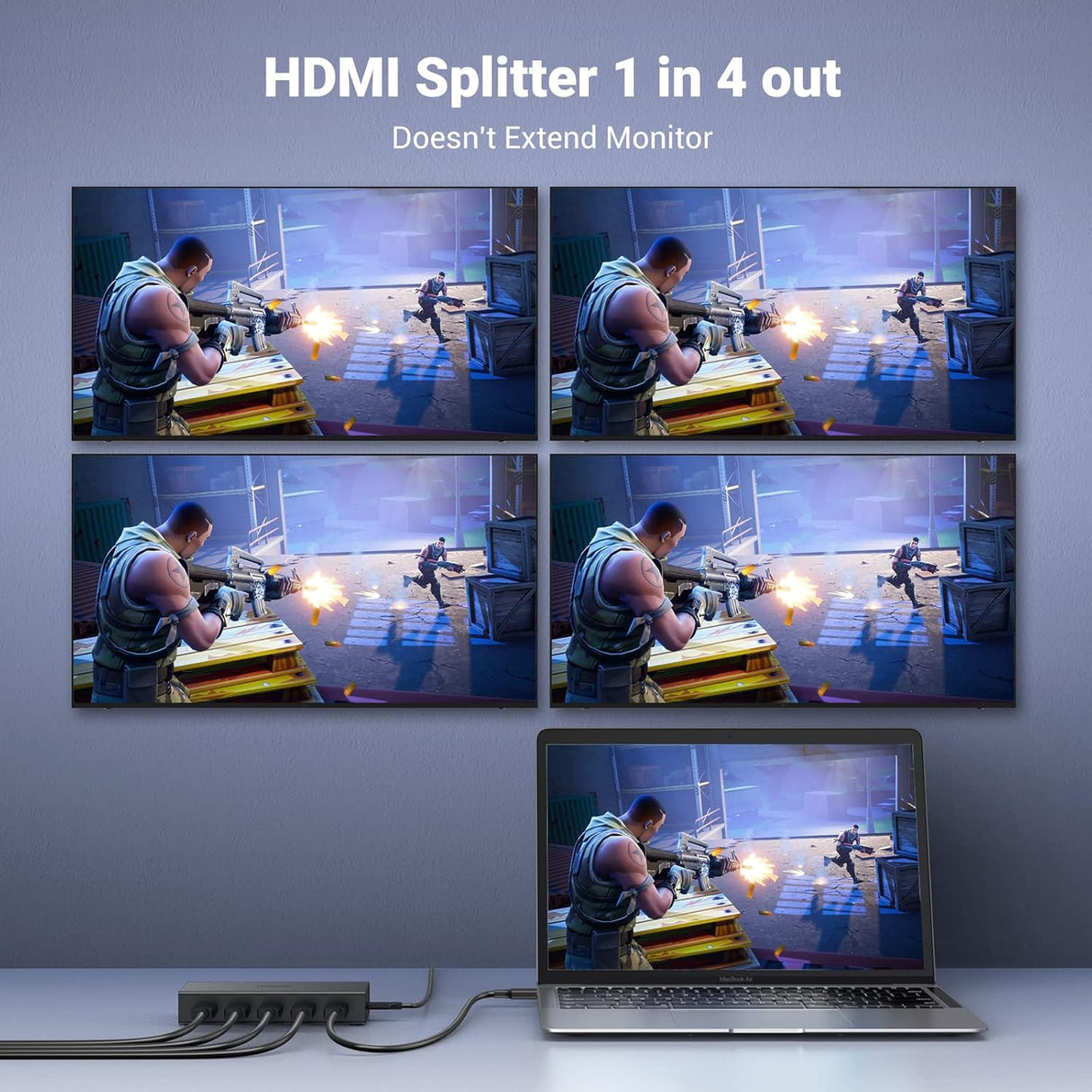 UGREEN 1x4 HDMI Splitter 4K@60Hz HDMI 2.0 Splitter 1 In 4 Out 18Gbps Bandwidth UHD Full HD 3D TV Monitor Projector Quad 90514 Ugreen
