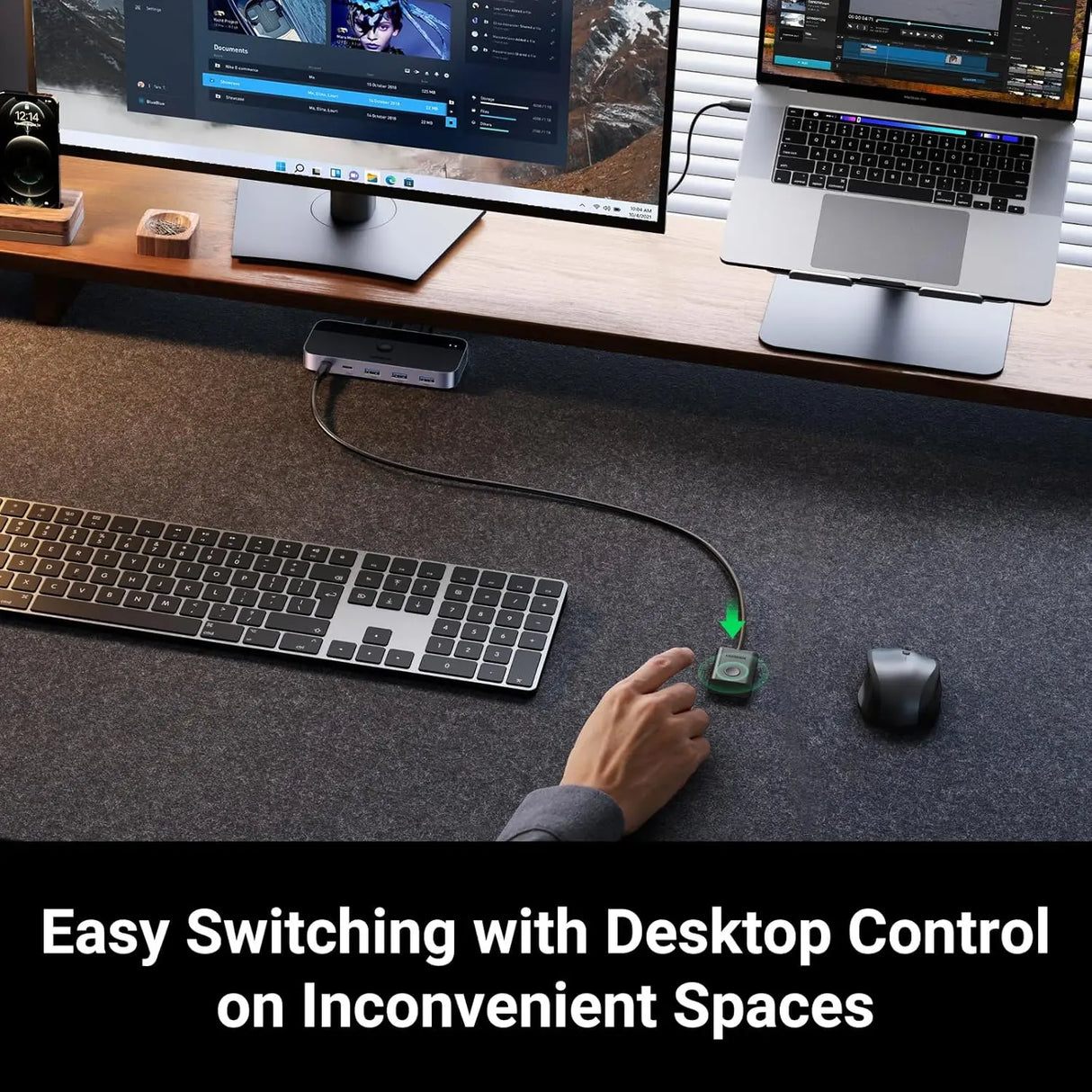 UGREEN USB 3.0 Switch 2 Computer Sharing USB C A Device 4 Port Switcher Keyboard Mouse Printer 2 USB3.0 Cable Remote (15705)
