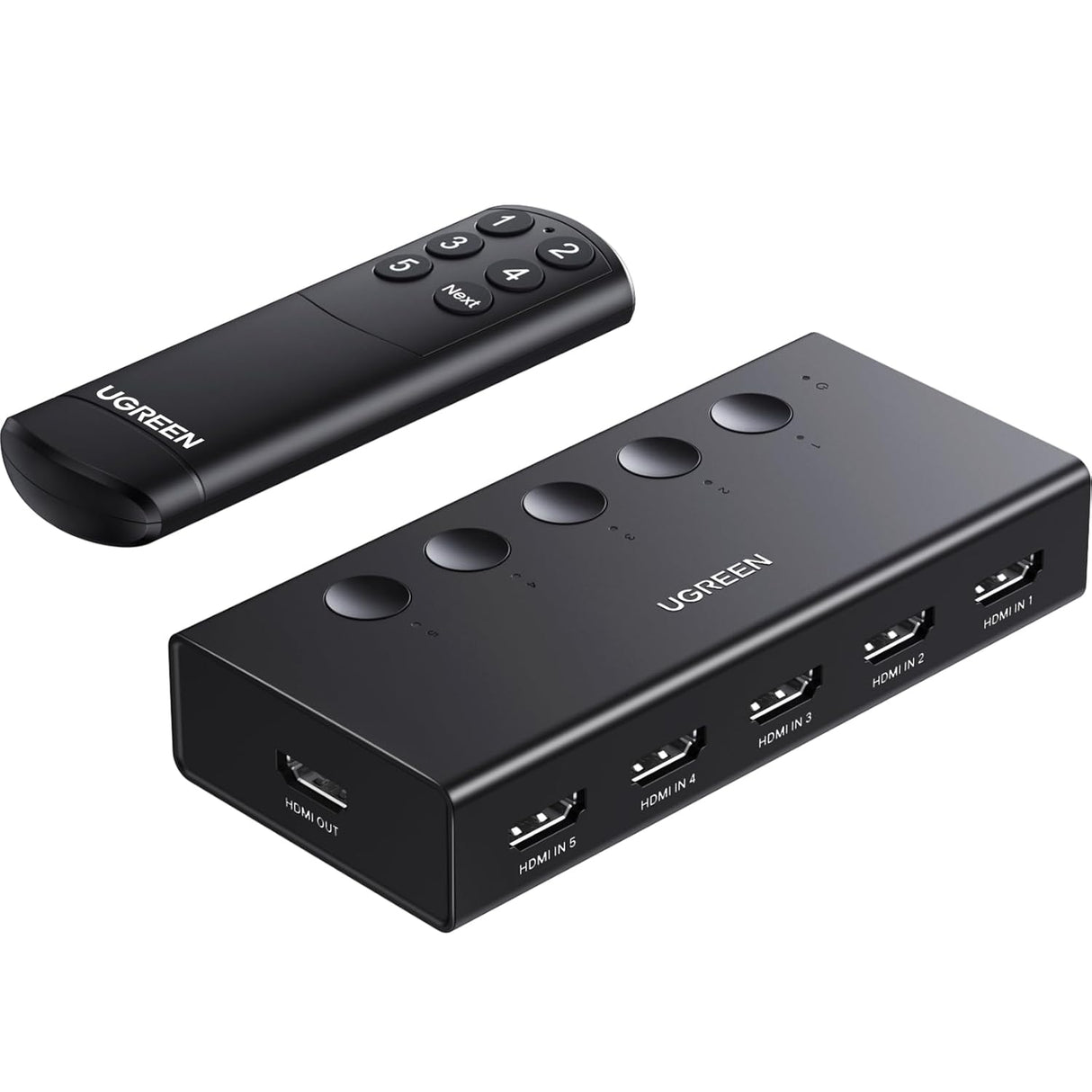 UGREEN HDMI Switch 5 in 1 Out 2.0 4K 60Hz Remote 5 Port Selector 3D CEC HDR HDCP2.2 PS5 PS4 Xbox Fire Stick Black (90512) Ugreen